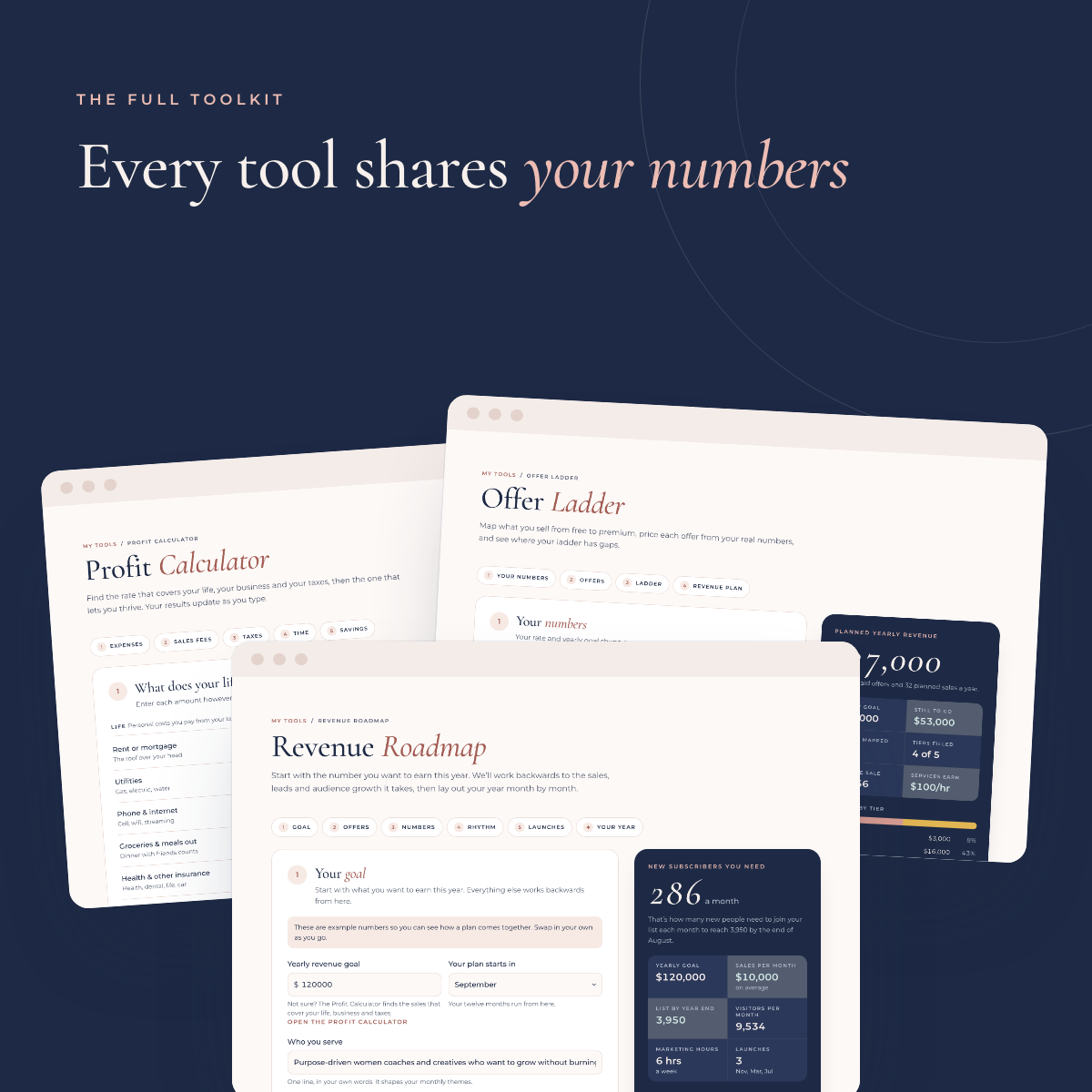 The Full Purposepreneur Toolkit results screen from the Purposepreneur Toolkit
