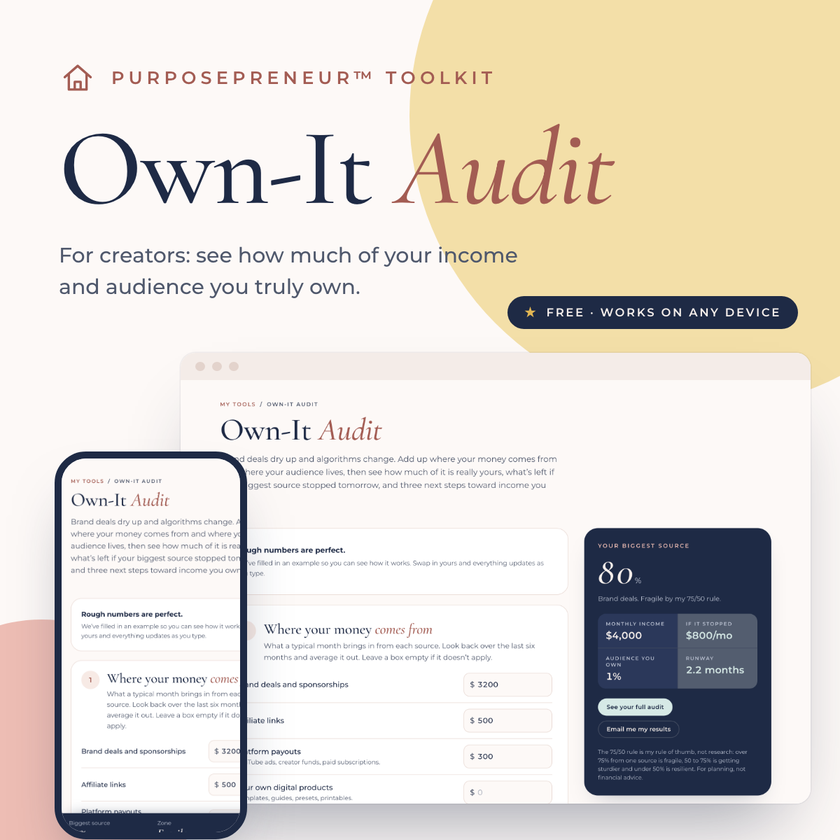 Own-It Audit, a free influencer income calculator for creators